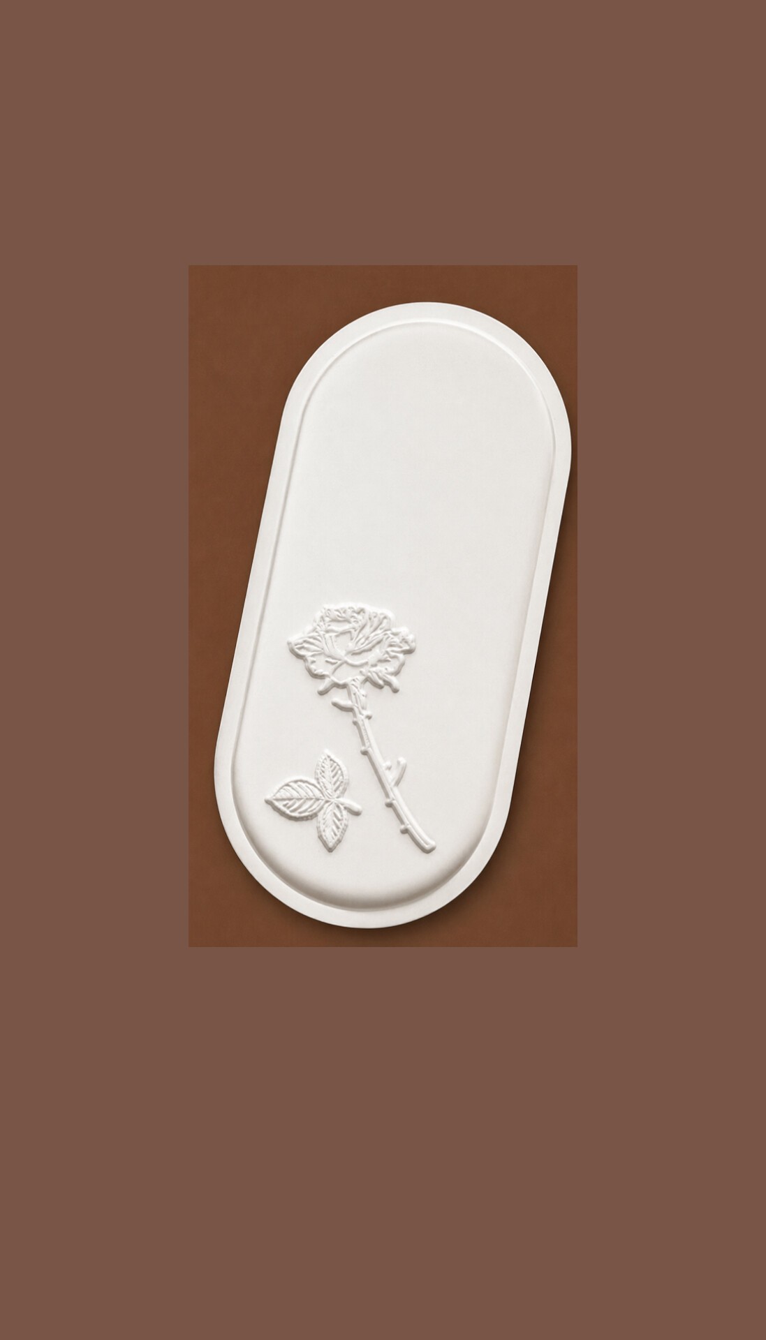 Oval tray with rose printed concrete tray product
