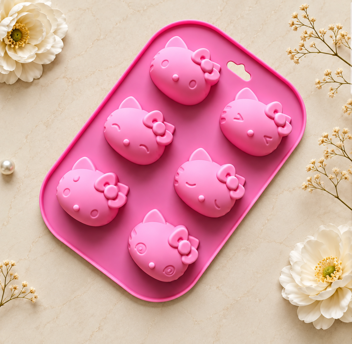 6 Cavity Bow Kitty Mold