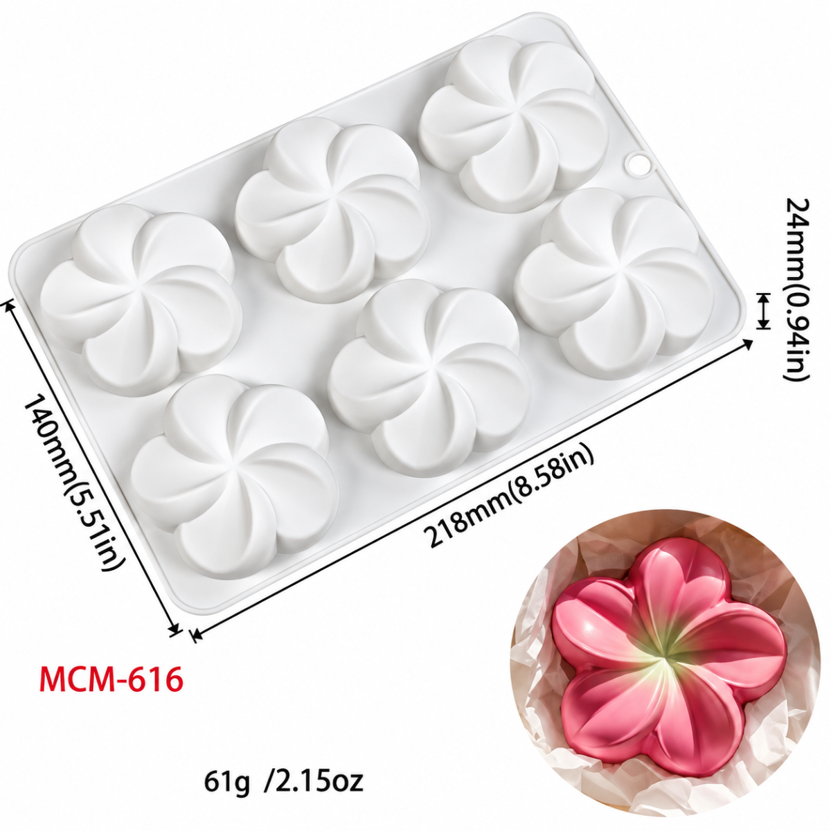 6 Cavity Blossom Flower Silicone Mold