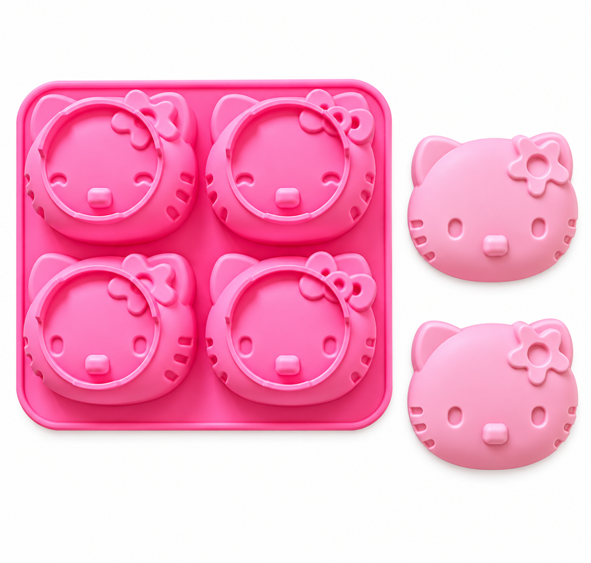 Cute Kitty Face Silicone Mold – 4 Cavity