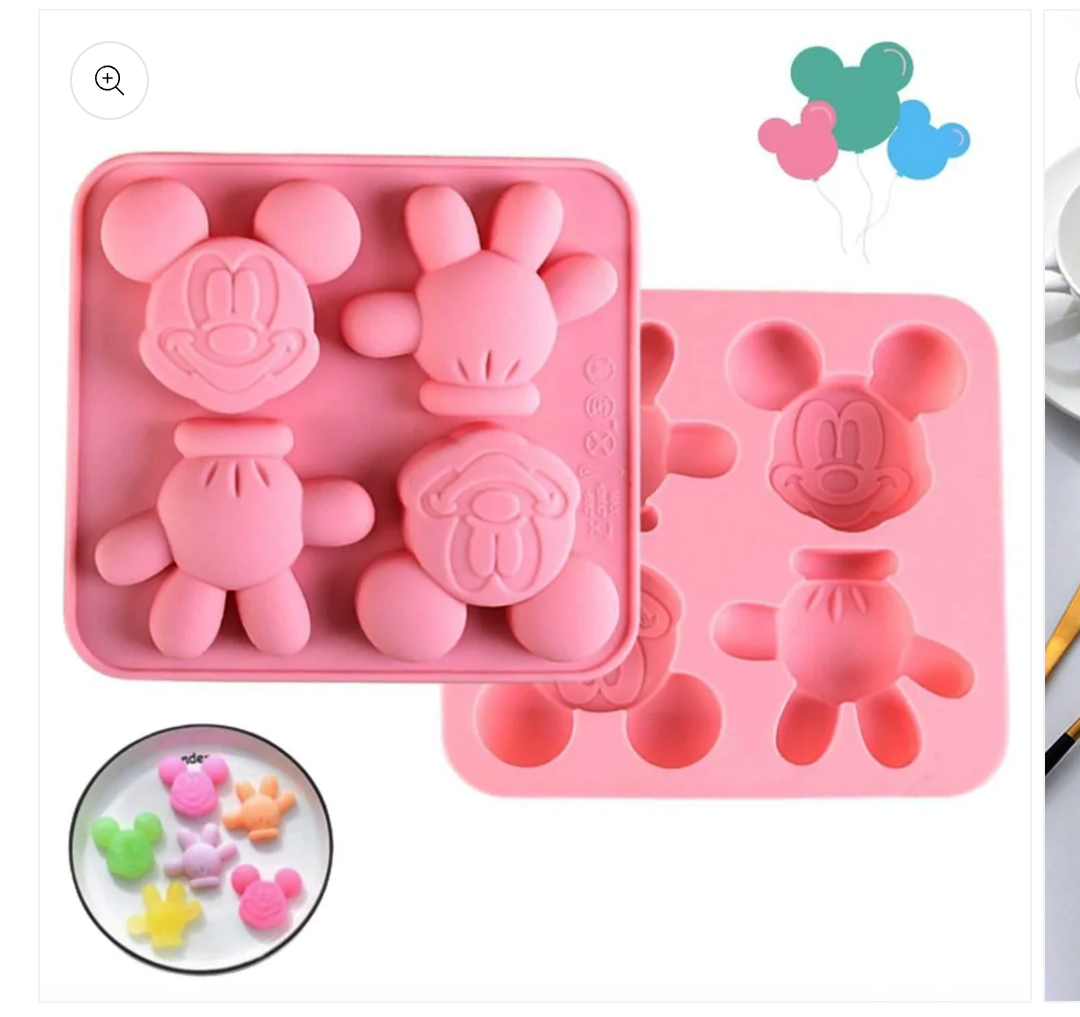 Mickey Cartoon Character Silicone Mold – 4 Cavity DIY Craft Mold